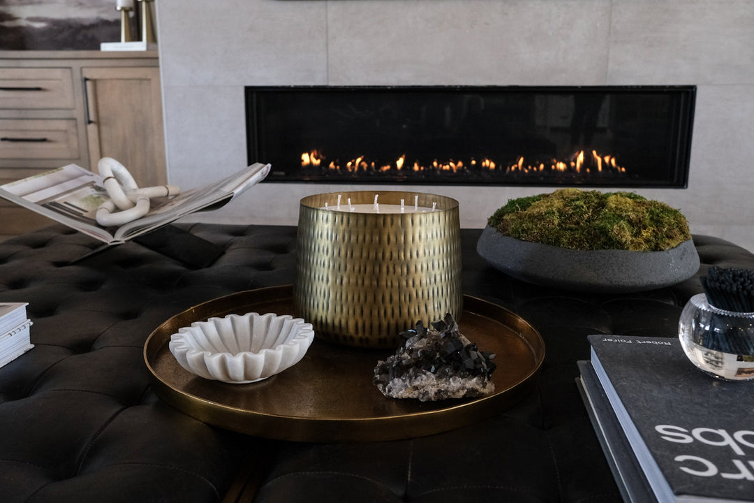 Gold hammered candle