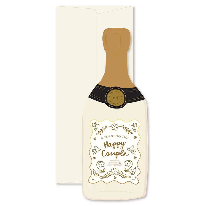 HAPPY COUPLE CHAMPAGNE BOTTLE GREETING CARD