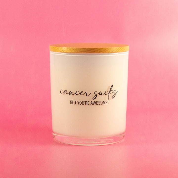 CANCER SUCKS PRINTED CANDLE