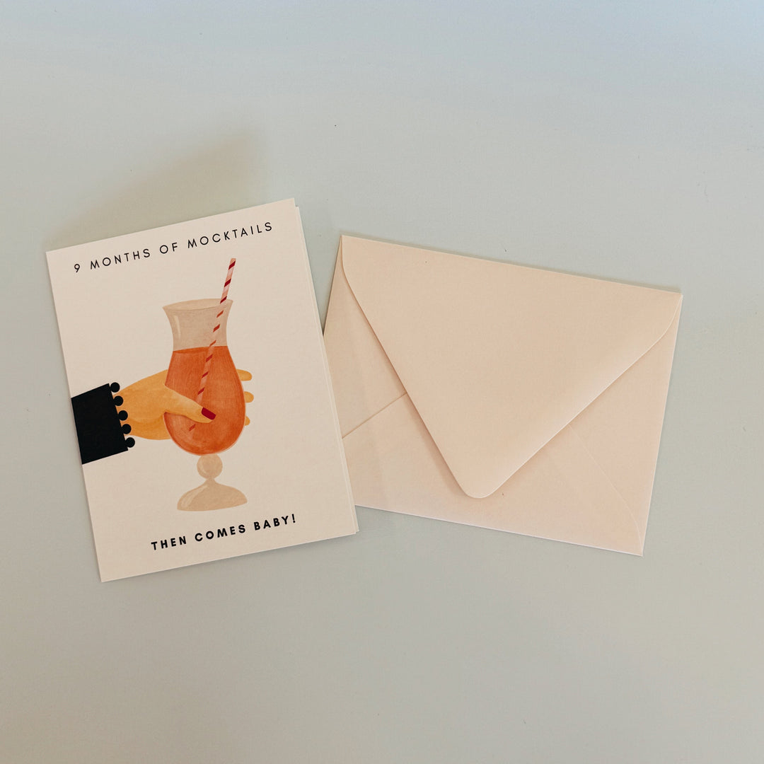 MOCKTAILS THEN BABY GREETING CARD