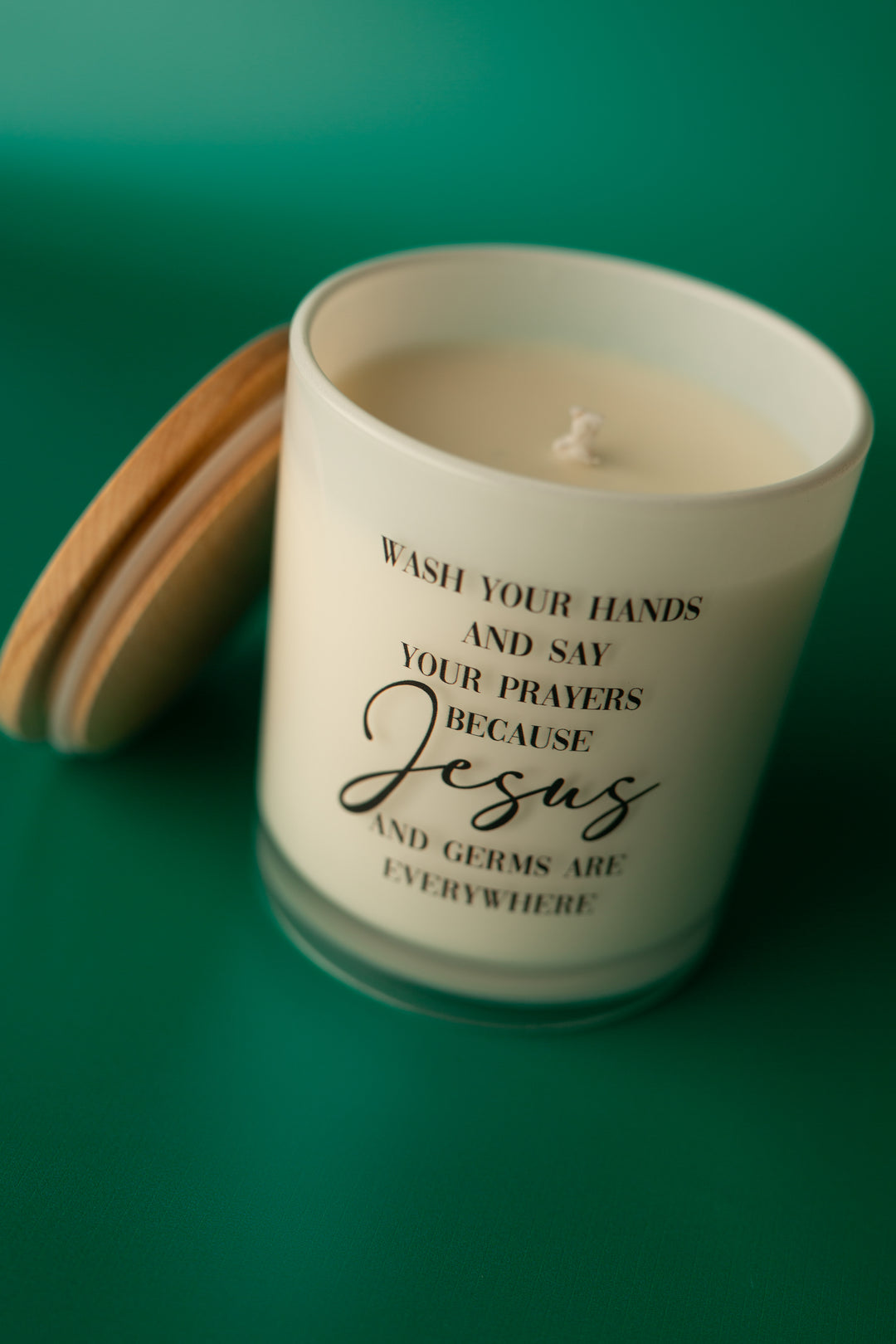 JESUS & GERMS PRINTED CANDLE