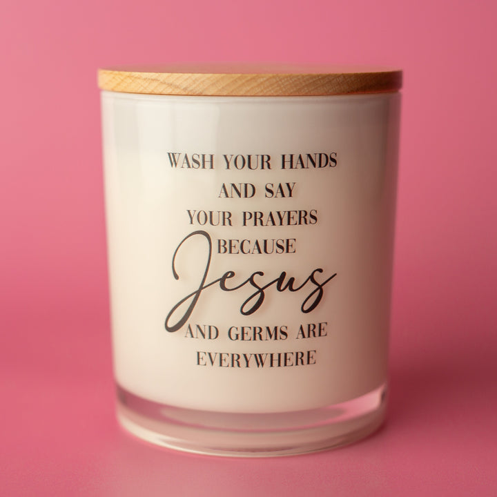 JESUS & GERMS PRINTED CANDLE