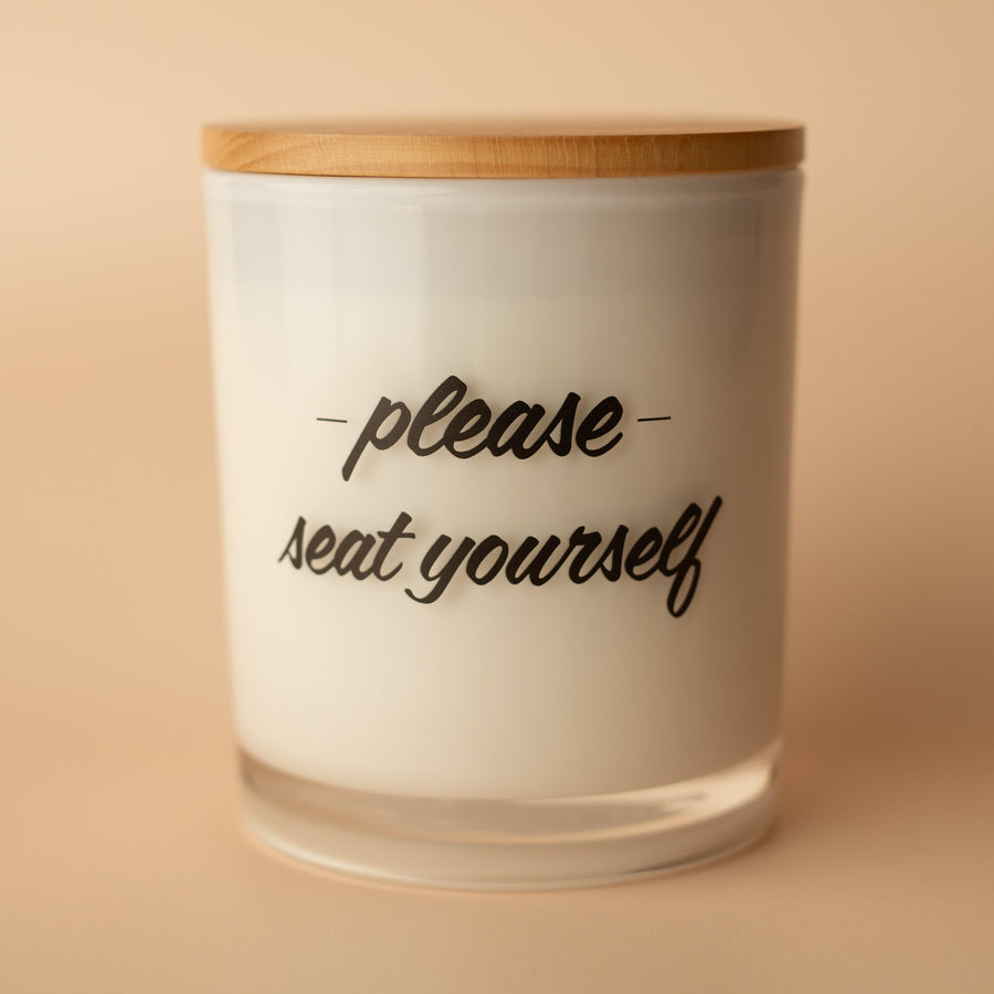 PLEASE SEAT YOURSELF PRINTED CANDLE