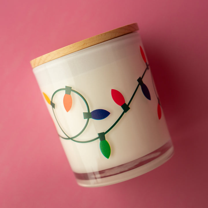 CHRISTMAS LIGHTS PRINTED CANDLE