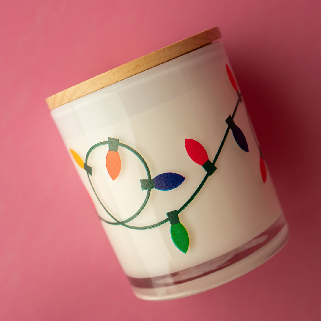 CHRISTMAS LIGHTS PRINTED CANDLE