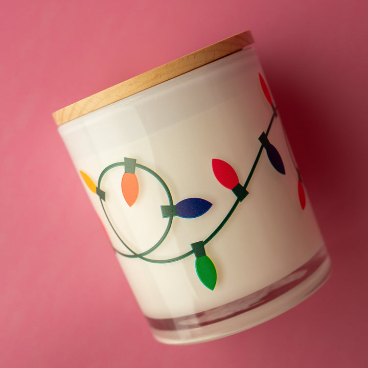 CHRISTMAS LIGHTS PRINTED CANDLE