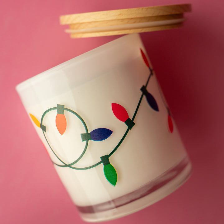 CHRISTMAS LIGHTS PRINTED CANDLE