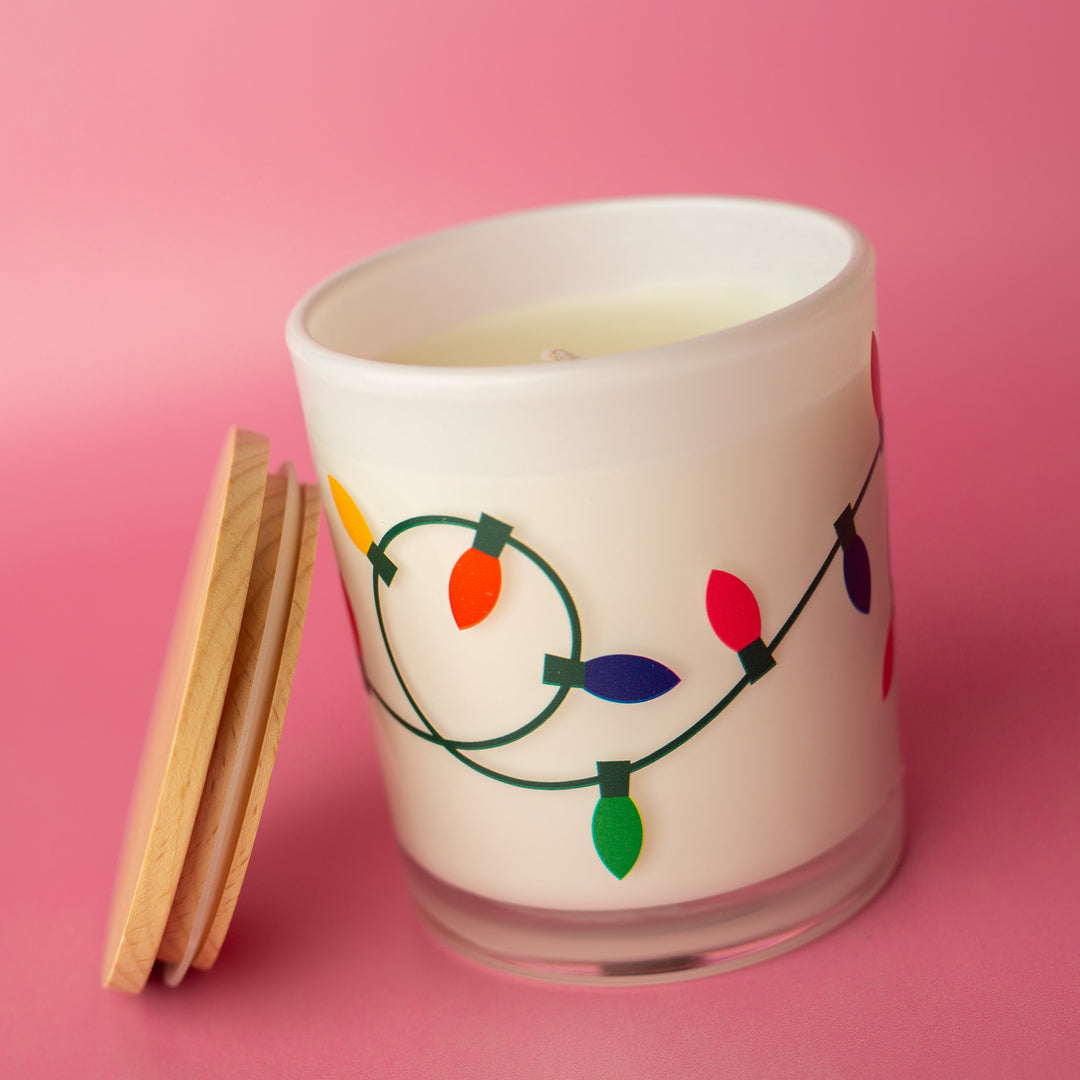 CHRISTMAS LIGHTS PRINTED CANDLE
