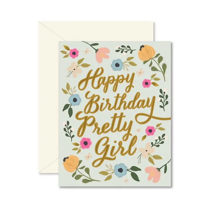 HAPPY BIRTHDAY PRETTY GIRL GREETING CARD