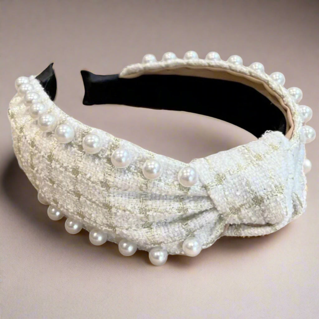 IT GIRL PEARL HEADBAND-WHITE