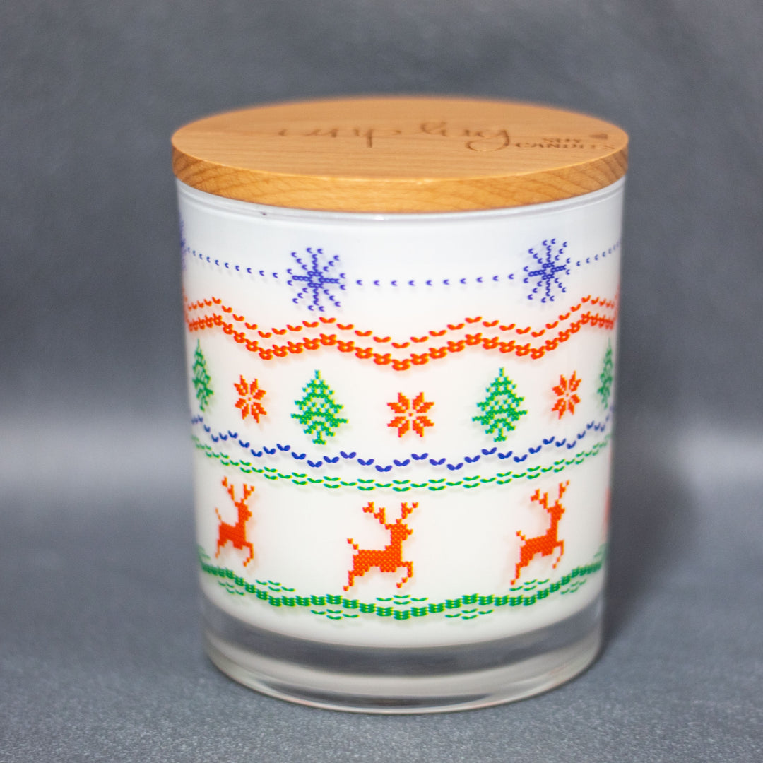 ugly sweater printed candle