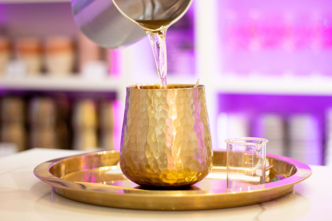 Gold hammered candle