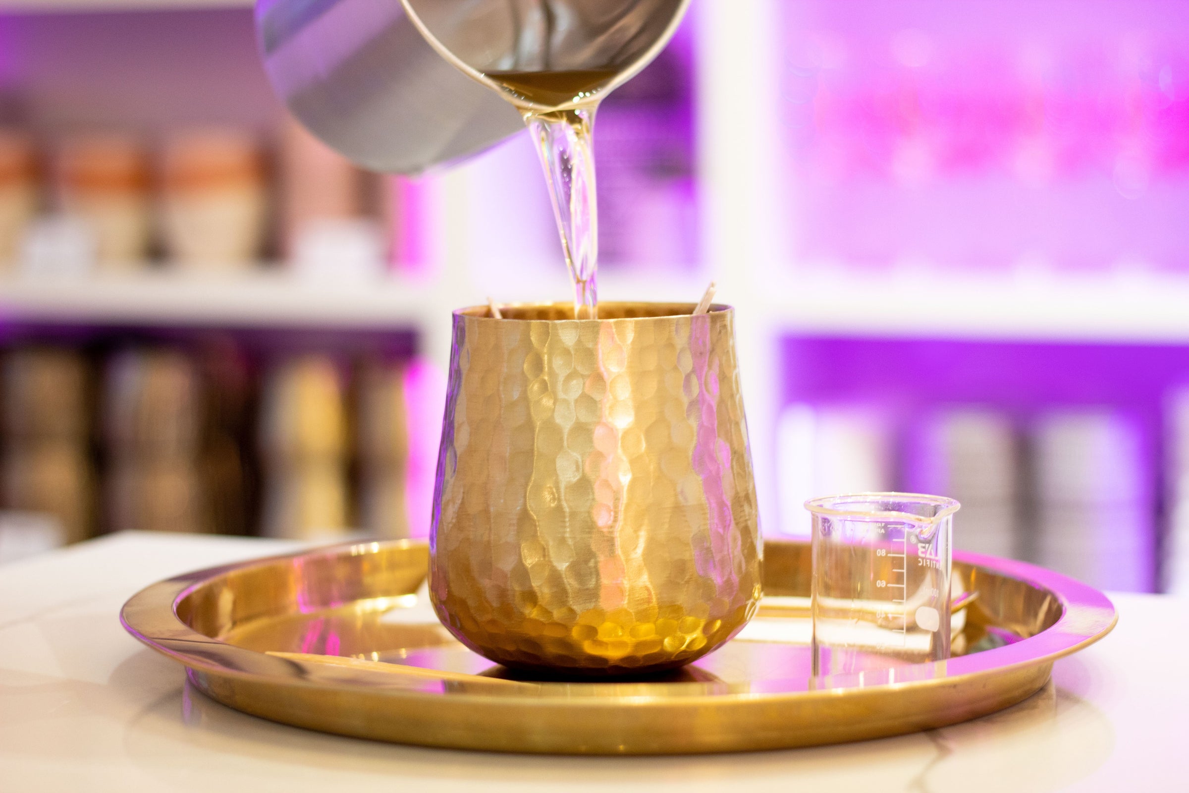 Gold hammered candle