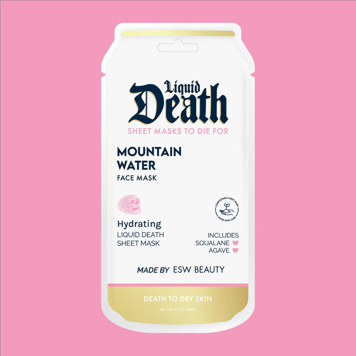 MOUNTAIN WATER LIQUID DEATH HYDRATING FACE MASK