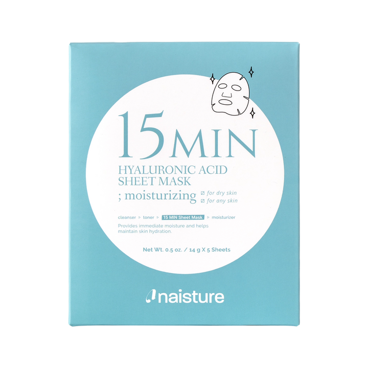 15 MIN MOISTURIZING 15 MIN HYALURONIC ACID SHEET MASK - 5 PC