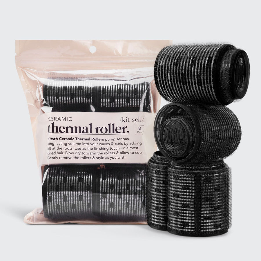 BLACK CERAMIC HAIR ROLLER-VARIETY 8 PC