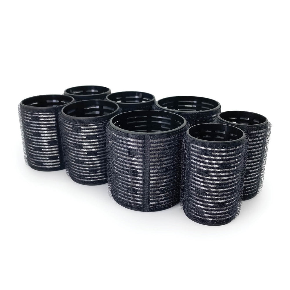 BLACK CERAMIC HAIR ROLLER-VARIETY 8 PC