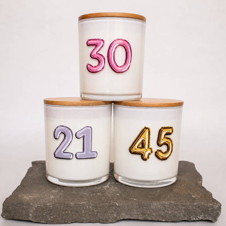 CUSTOM AGE GOLD BIRTHDAY BALLOON CANDLE