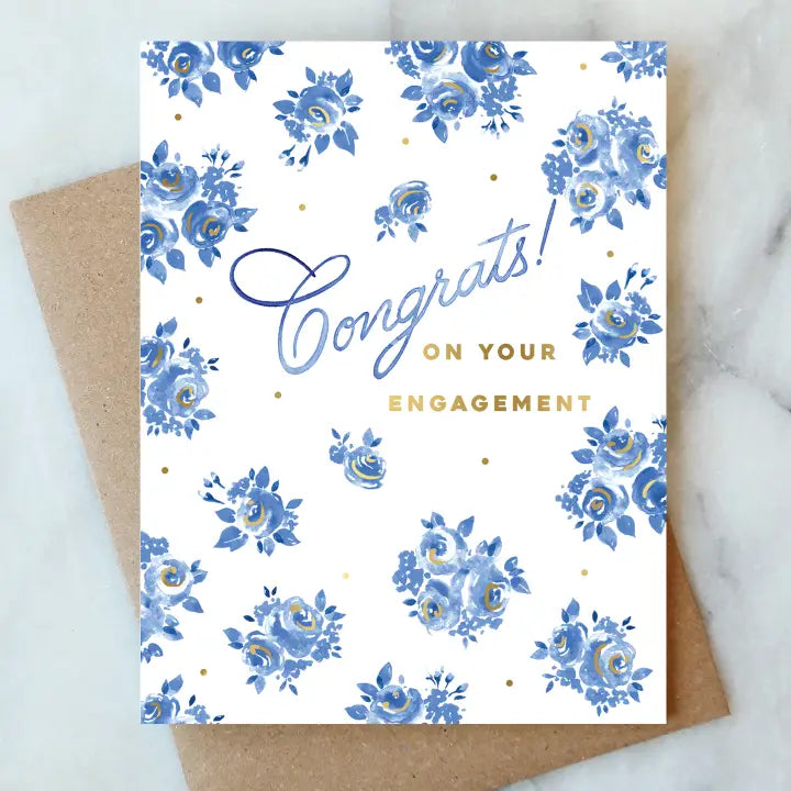 FRENCH BLUE CONGRATS ENGAGEMENT GREETING CARD