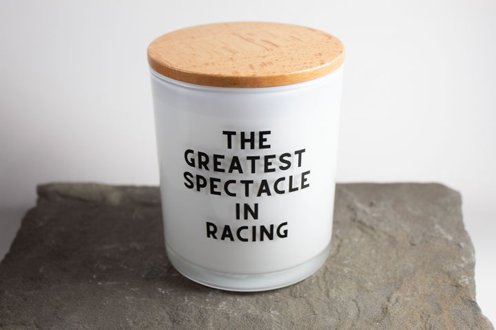 GREATEST SPECTACLE IN RACING PRINTED CANDLE