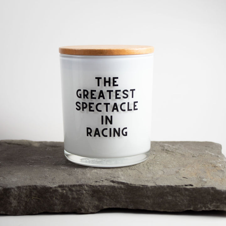 GREATEST SPECTACLE IN RACING PRINTED CANDLE