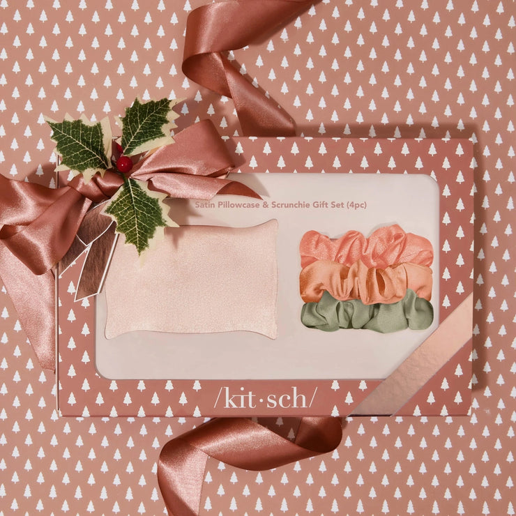 HOLIDAY PILLOWCASE & SCRUNCHIE 4PC SET