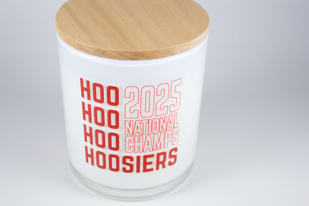 HOOSIERS NATIONAL CHAMPIONSHIP PRINTED CANDLE