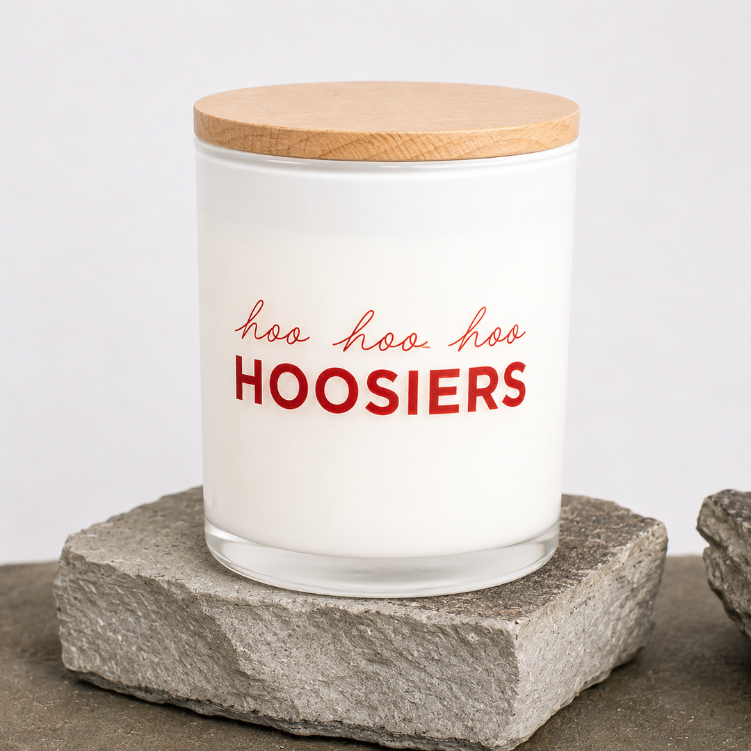 HOO HOO HOOSIERS PRINTED CANDLE