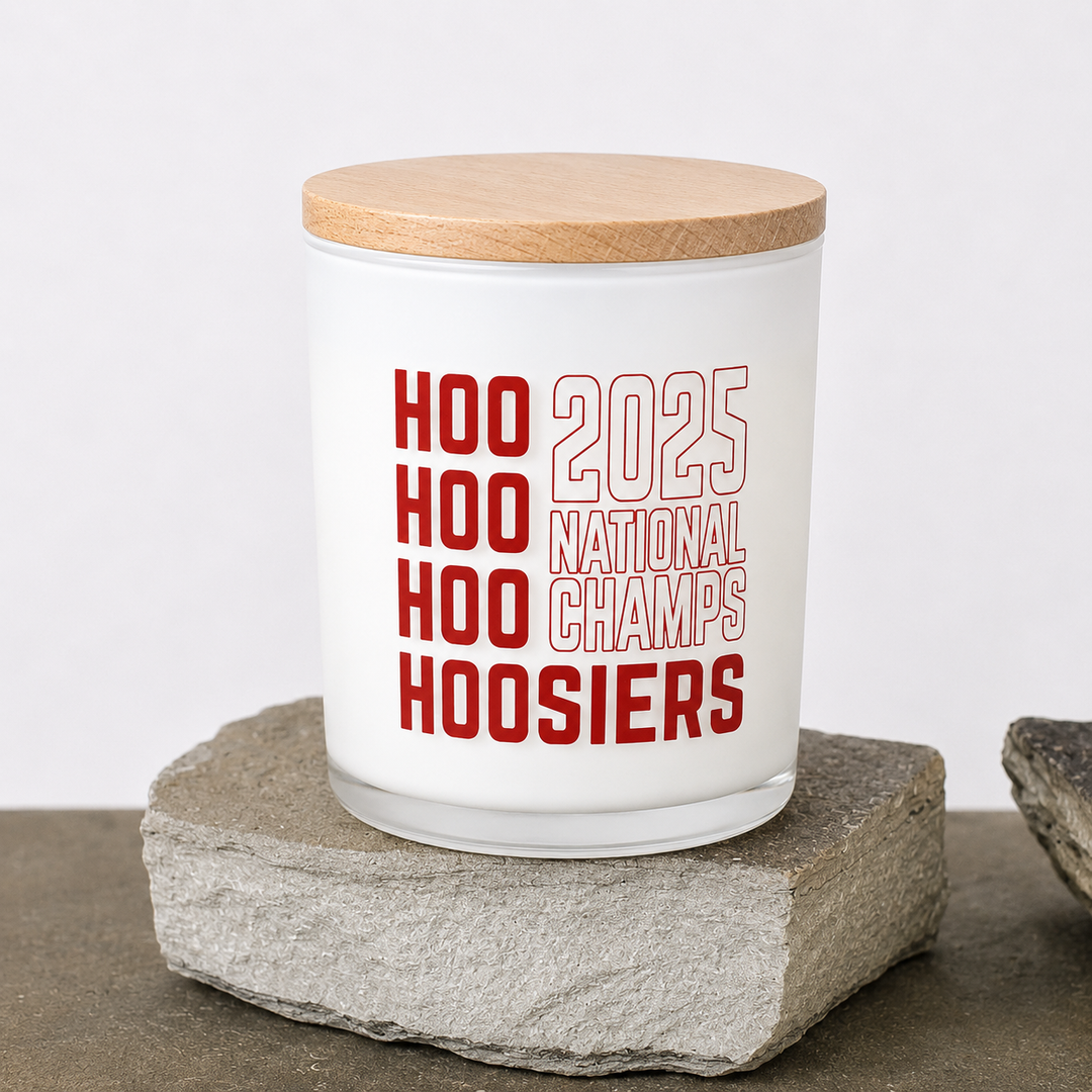 HOOSIERS NATIONAL CHAMPIONSHIP PRINTED CANDLE