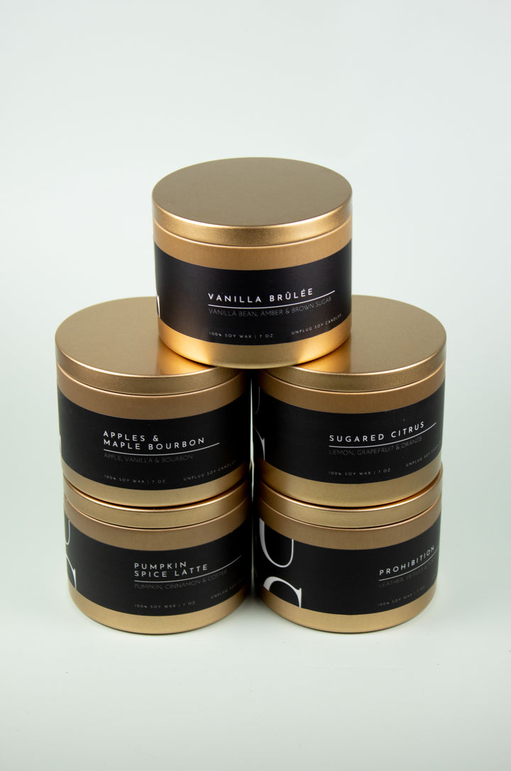MATTE GOLD TIN CANDLE BUNDLE (BUY 4, GET 1 FREE)