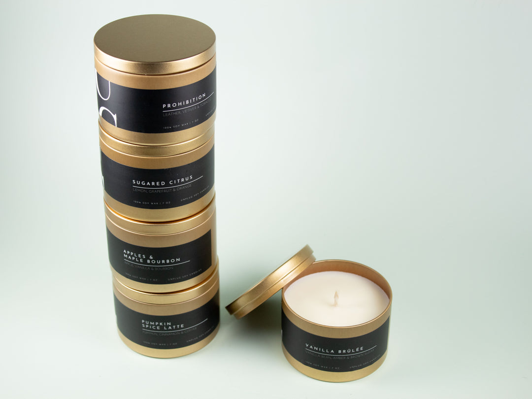 MATTE GOLD TIN CANDLE BUNDLE (BUY 4, GET 1 FREE)