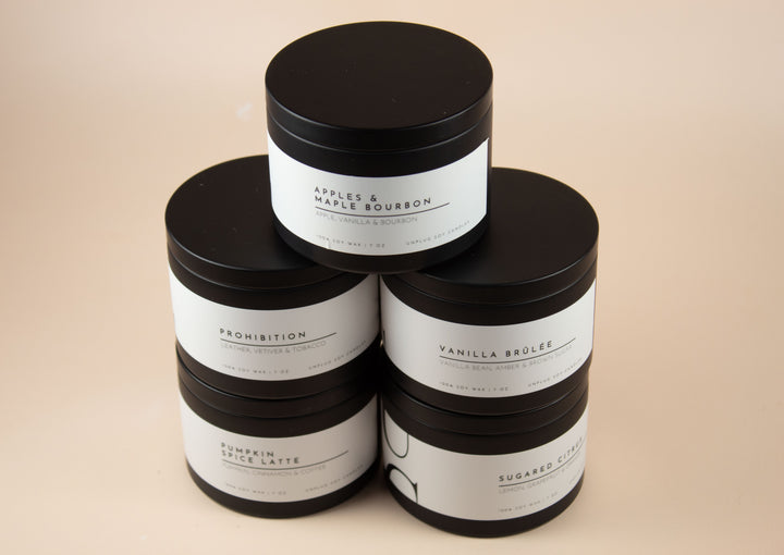 MATTE BLACK TIN CANDLE BUNDLE (BUY 4, GET 1 FREE)