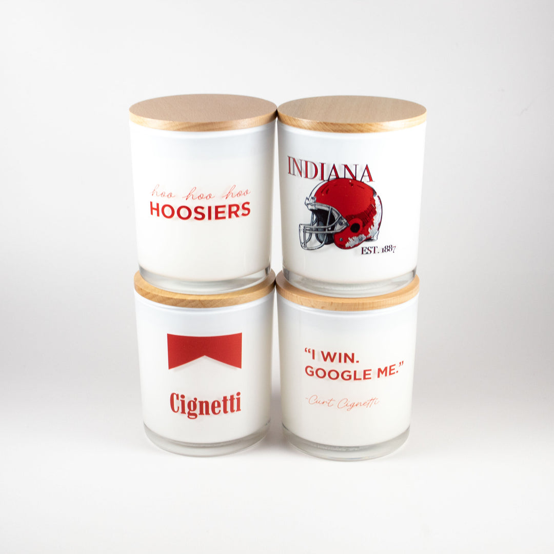 HOO HOO HOOSIERS PRINTED CANDLE
