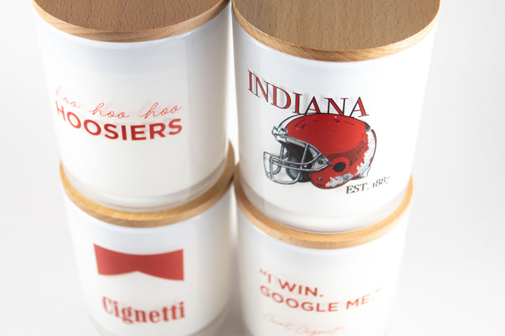 HOO HOO HOOSIERS PRINTED CANDLE