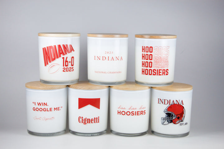 HOOSIERS NATIONAL CHAMPIONSHIP PRINTED CANDLE