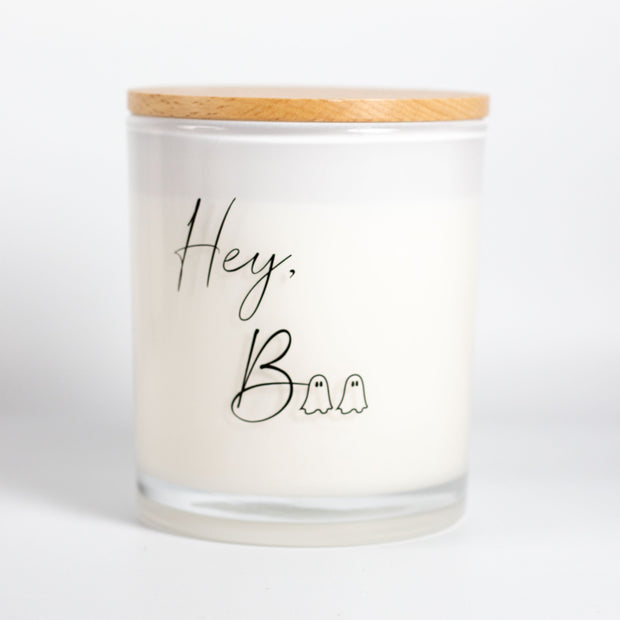 hey, boo printed candle