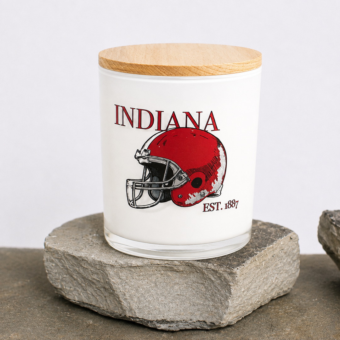 INDIANA FOOTBALL ESTABLISHED PRINTED CANDLE