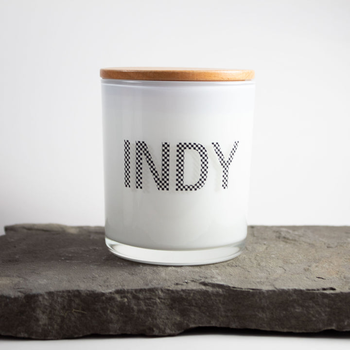 INDY CHECKERED FLAG PRINTED CANDLE