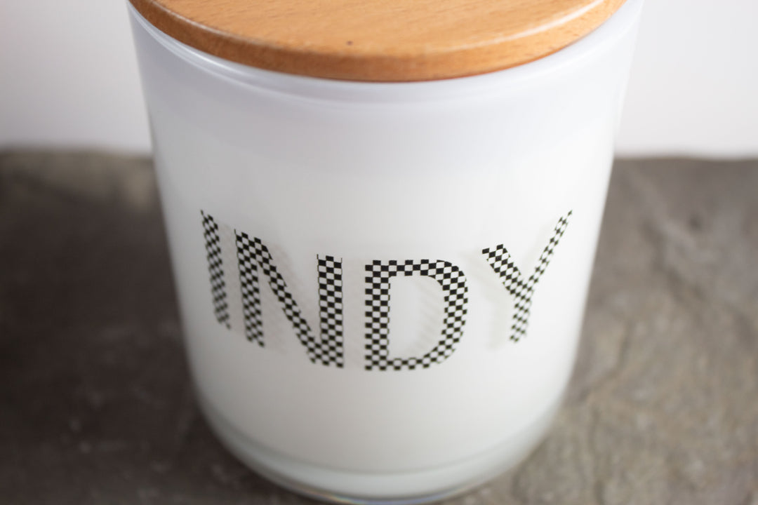 INDY CHECKERED FLAG PRINTED CANDLE