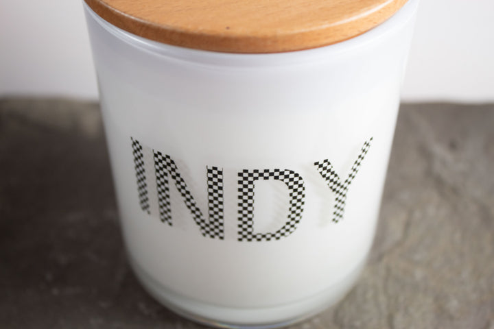INDY CHECKERED FLAG PRINTED CANDLE