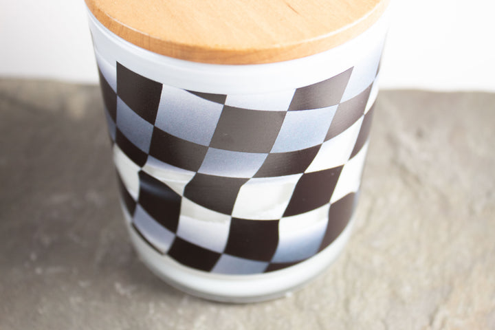 RACE DAY CHECKERED FLAG WRAP CANDLE