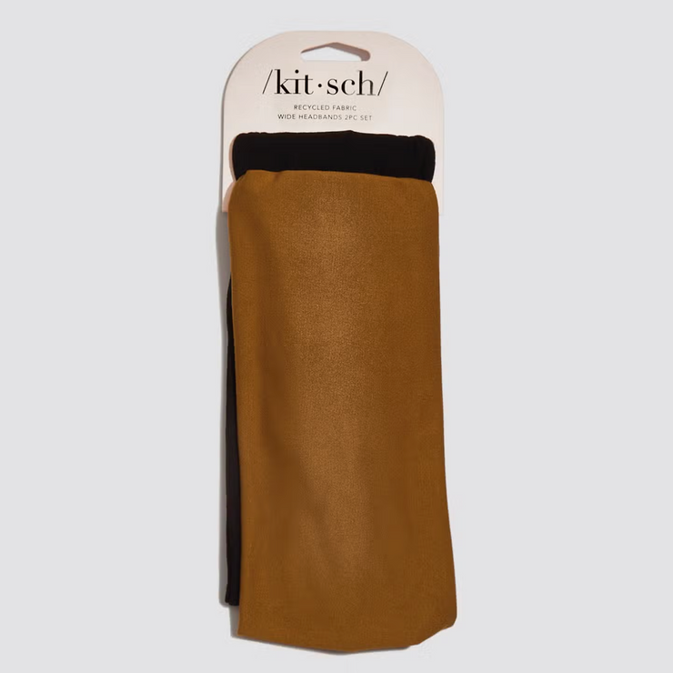 COTTON ADJUSTABLE HEADBAND 2PC-BLACK & CAMEL