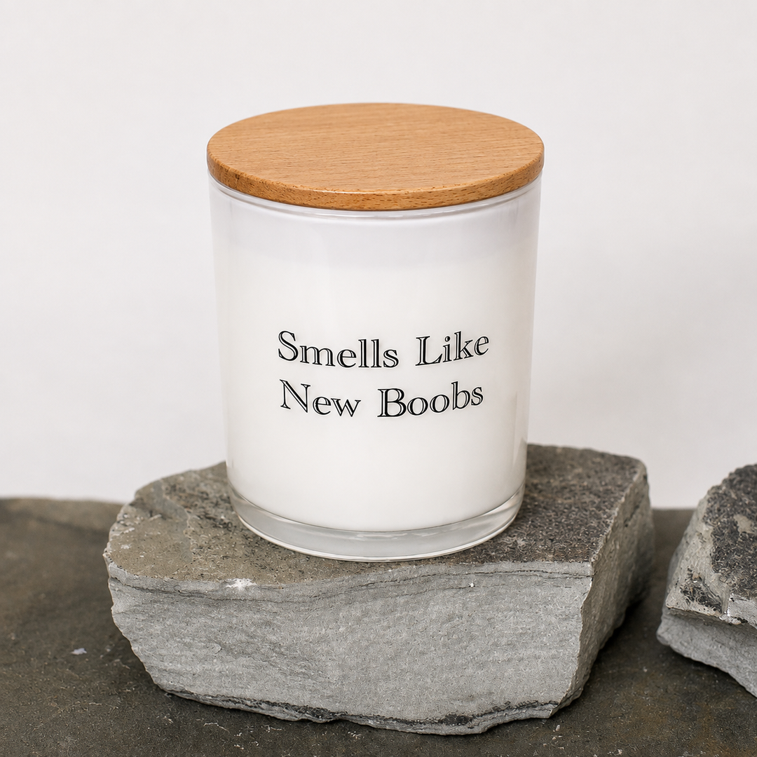 SMELLS LIKE NEW BOOBS- BREAST CANCER CANDLE
