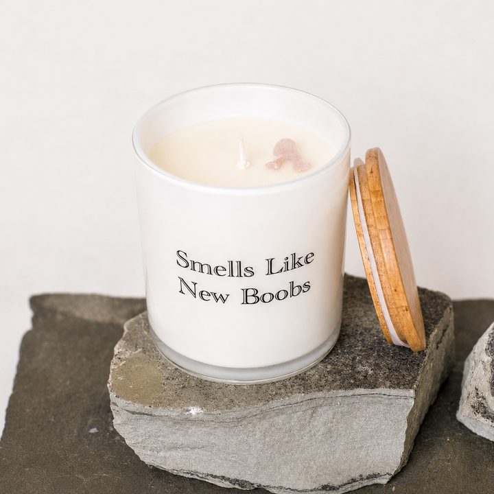 SMELLS LIKE NEW BOOBS- BREAST CANCER CANDLE