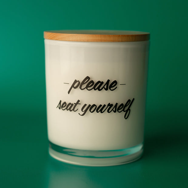 PLEASE SEAT YOURSELF PRINTED CANDLE