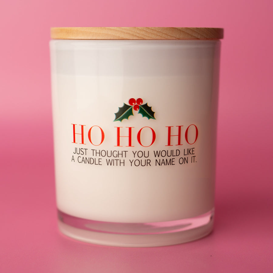 HO HO HO PRINTED CANDLE