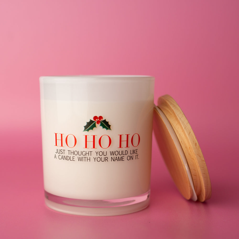HO HO HO PRINTED CANDLE