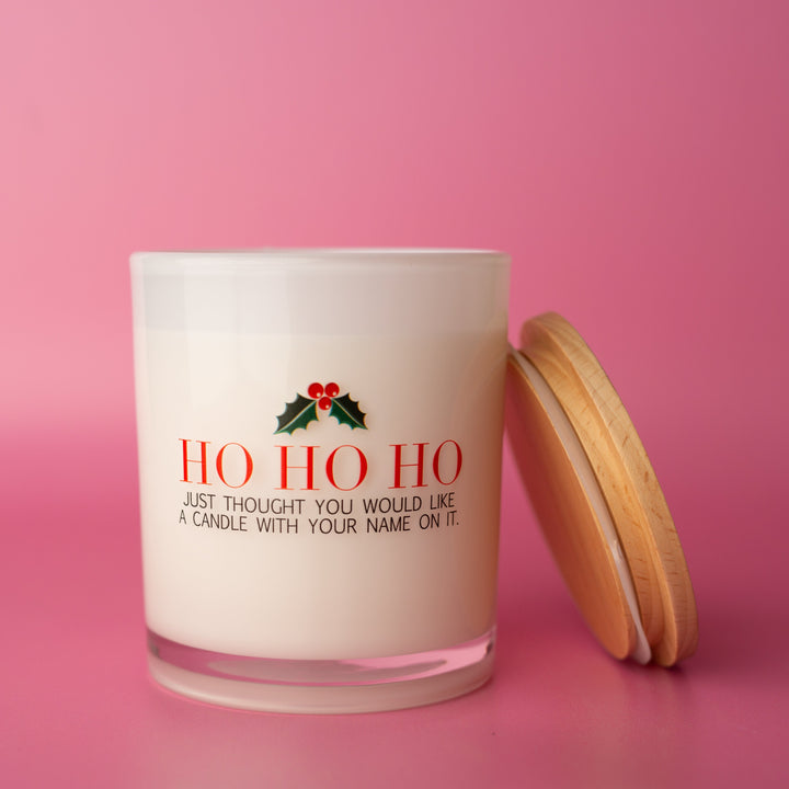 HO HO HO PRINTED CANDLE