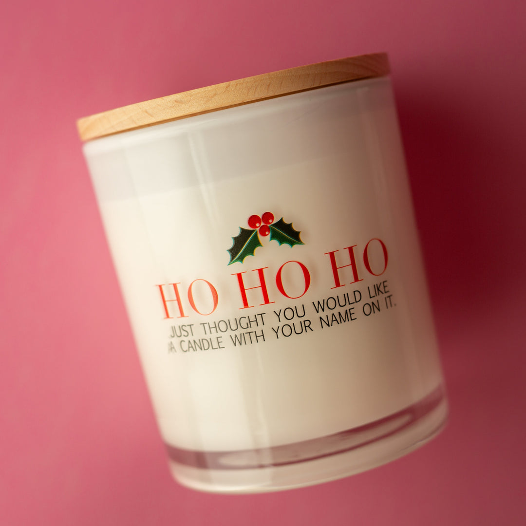 HO HO HO PRINTED CANDLE