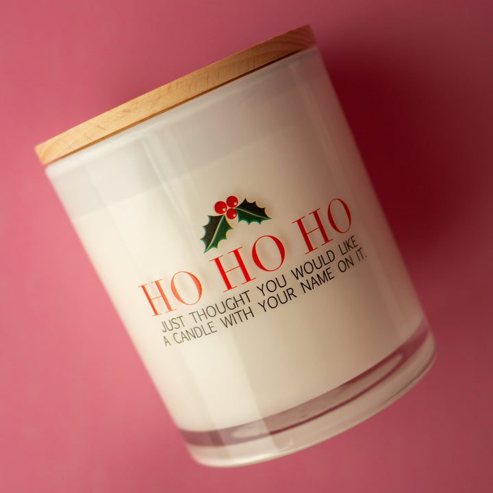 HO HO HO PRINTED CANDLE